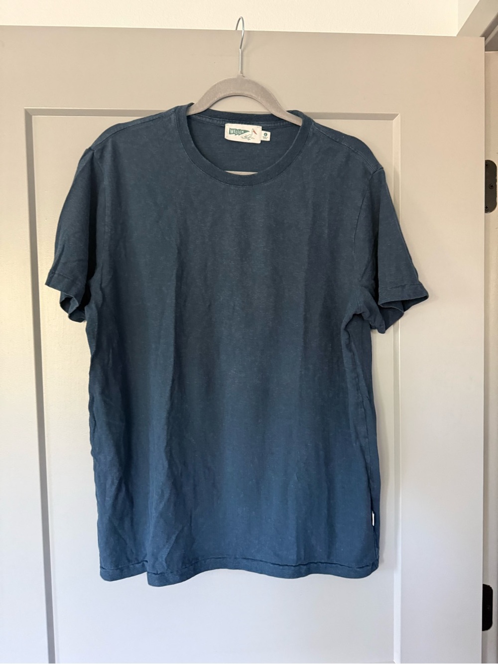 Wellen Hemp Cotton Crewneck T-Shirt Faded Navy Blue Size Large